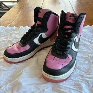 Nike Air Force 1 High Top Pink and Black Women's Shoes